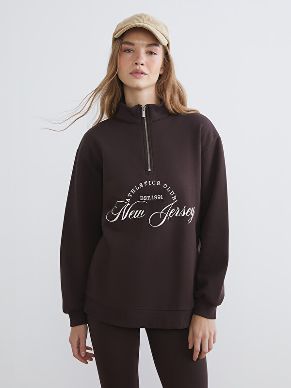 XSIDE Hanorac Gros Supradimensionat pentru Femei cu Imprimat New Jersey