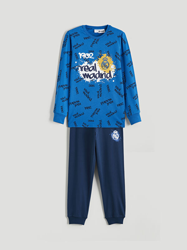 LCW Kids Bisiklet Yaka Real Madrid Baskılı Erkek Çocuk Pijama Takımı