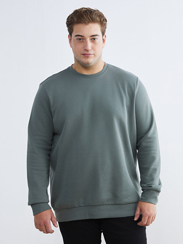 LCWAIKIKI Classic Büyük Beden Bisiklet Yaka Erkek Sweatshirt