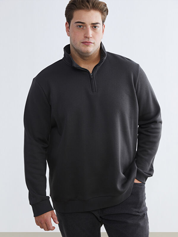 LCWAIKIKI Classic Büyük Beden Dik Yaka Erkek Sweatshirt