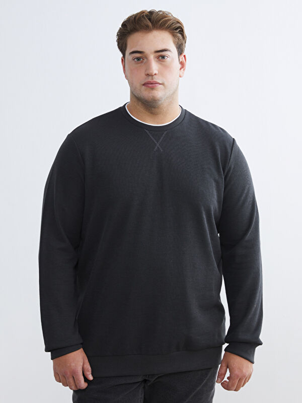 LCWAIKIKI Classic Büyük Beden Bisiklet Yaka Erkek Sweatshirt
