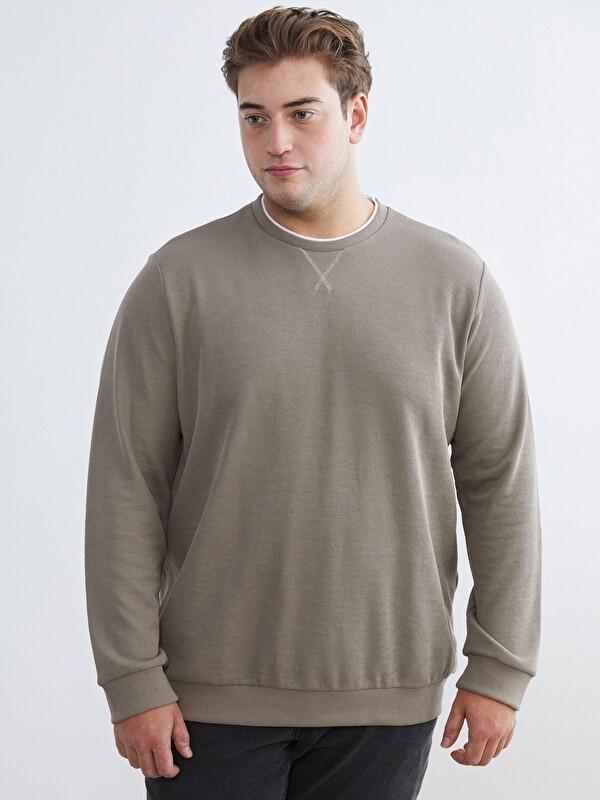 LCWAIKIKI Classic Büyük Beden Bisiklet Yaka Erkek Sweatshirt