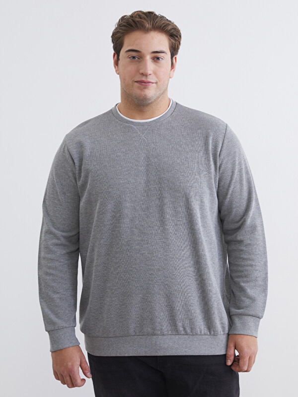 LCWAIKIKI Classic Büyük Beden Bisiklet Yaka Erkek Sweatshirt