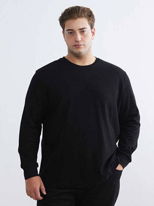 LCWAIKIKI Classic Büyük Beden Bisiklet Yaka Erkek Sweatshirt