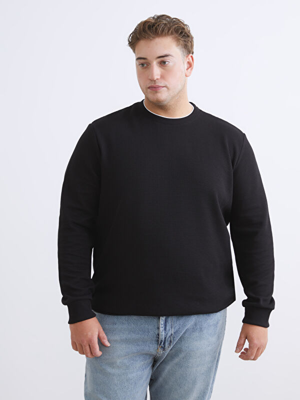 SOUTHBLUE Büyük Beden Bisiklet Yaka Erkek Sweatshirt