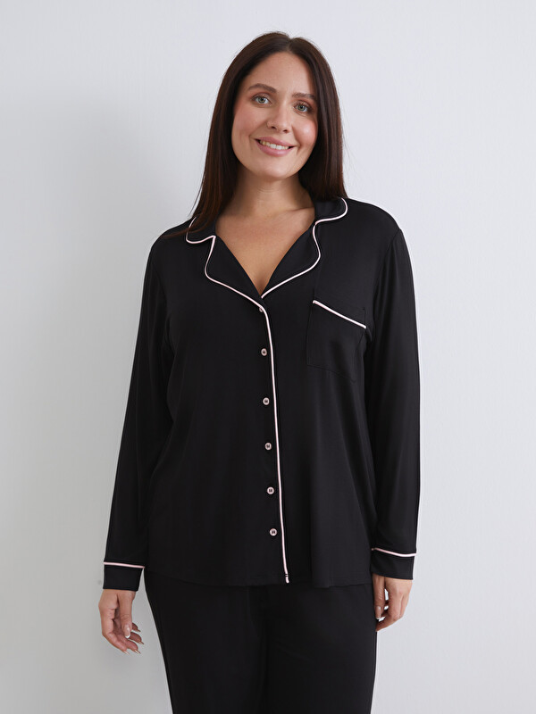 LCW DREAM Ensemble de Pyjama pour Femmes à Col de Chemise Grande Taille