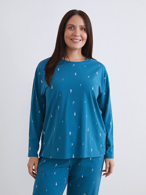 LCW DREAM Bisiklet Yaka Yılbaşı Temalı Kadın Pijama Takımı
