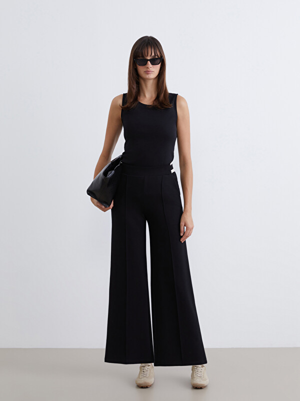 LCW EVERYDAY Elastic Waist Wide Leg Women's Trousers
