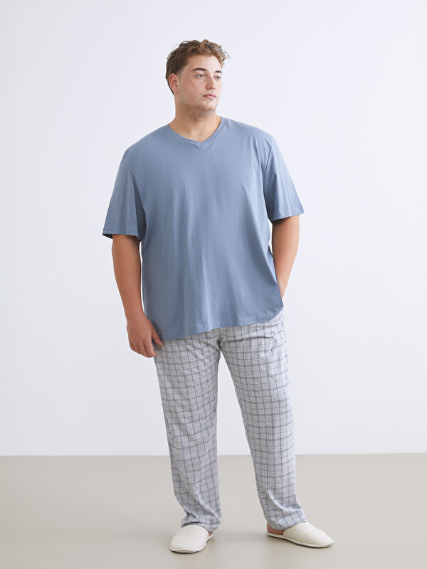 LC WAIKIKI Büyük Beden Standart Kalıp Ekose Erkek Pijama Alt