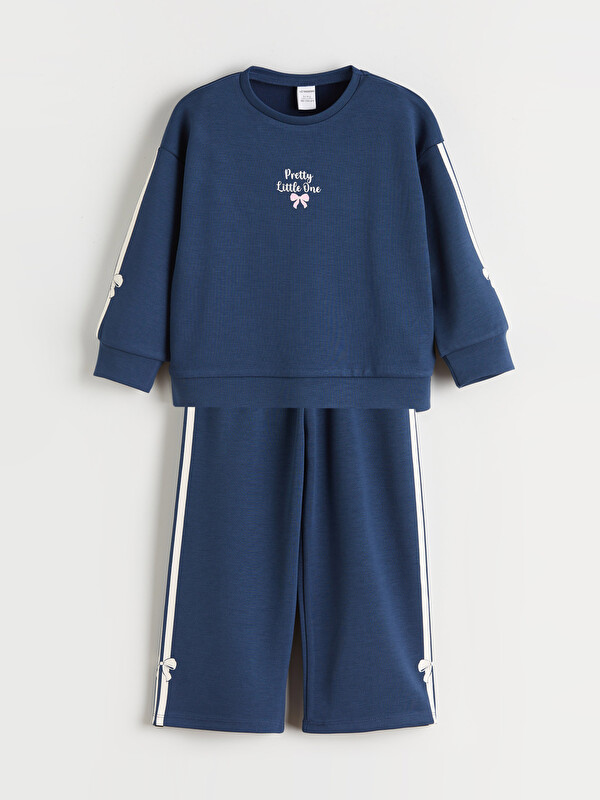 LCW Kids Bisiklet Yaka Kız Çocuk Sweatshirt ve Eşofman Altı