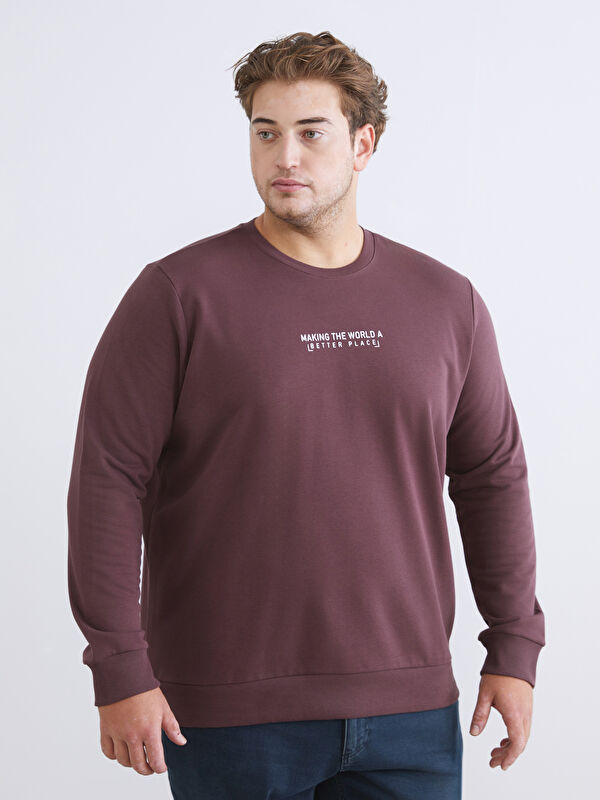 LCWAIKIKI Classic Bisiklet Yaka Baskılı Erkek Sweatshirt
