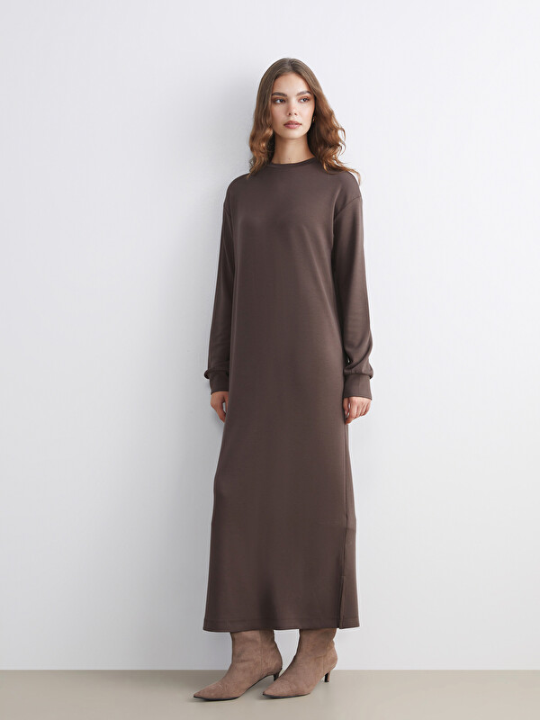 LCW Modest Bisiklet Yaka Sweat Elbise