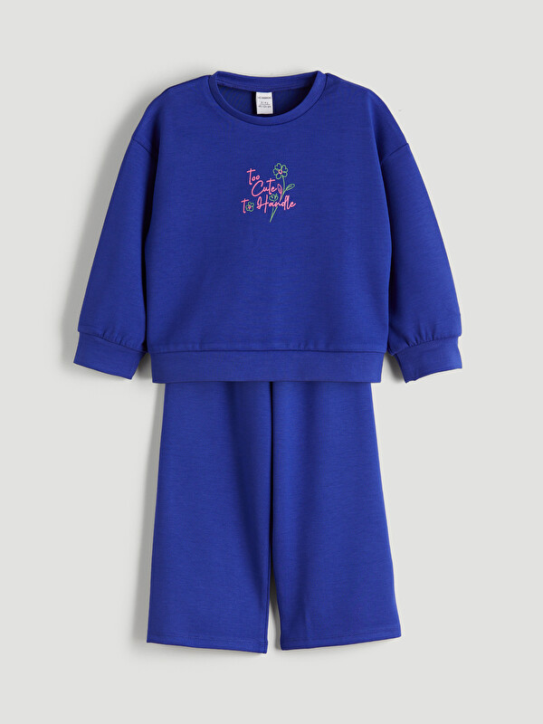 LCW Kids Baskılı Kız Çocuk Sweatshirt ve Eşofman Alt 2'li