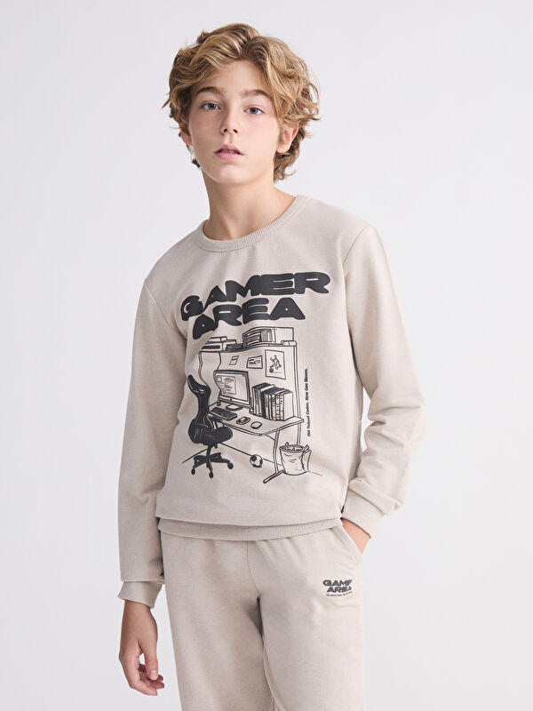 LCW Kids Bisiklet Yaka Erkek Çocuk Sweatshirt