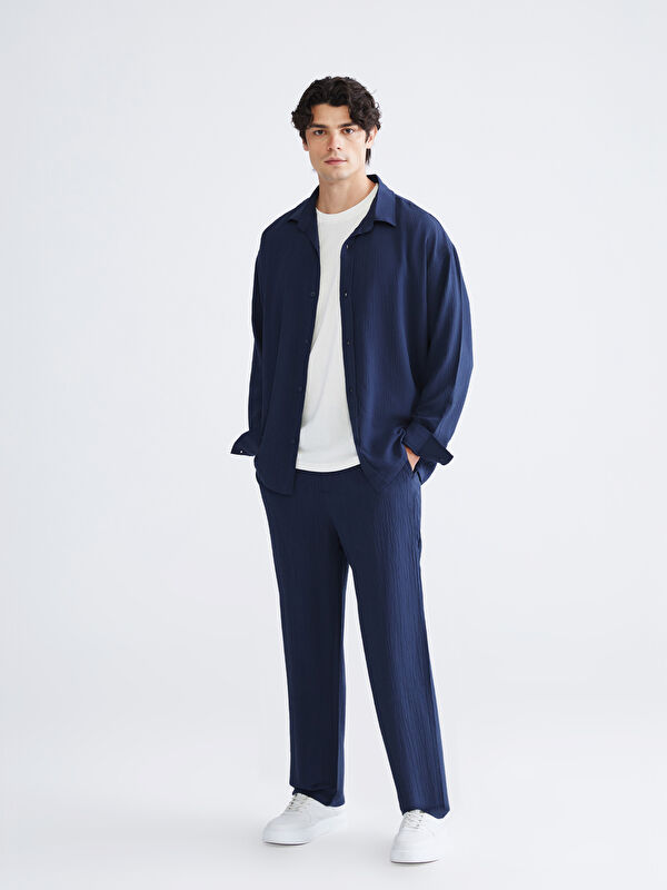 XSIDE Relaxed Fit Textured Men's Trousers