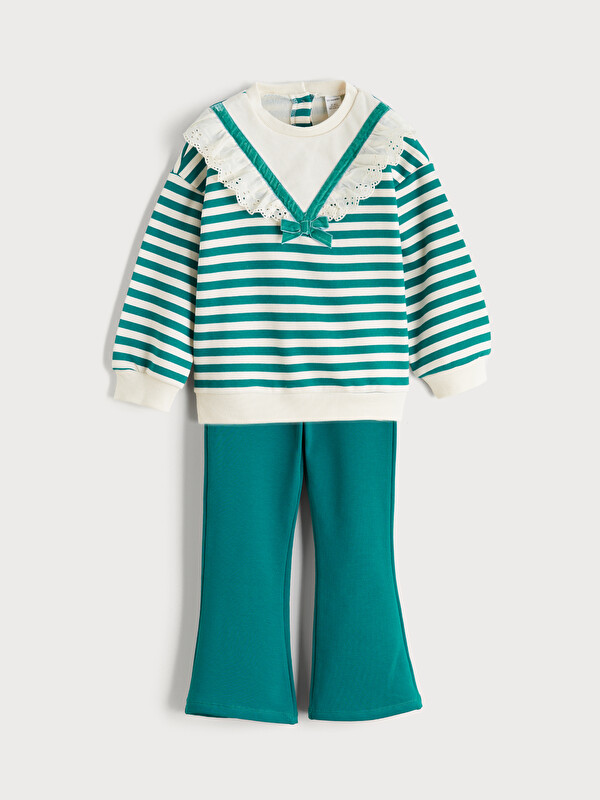 LCW Kids Bisiklet Yaka Kız Çocuk Sweatshirt ve Tayt