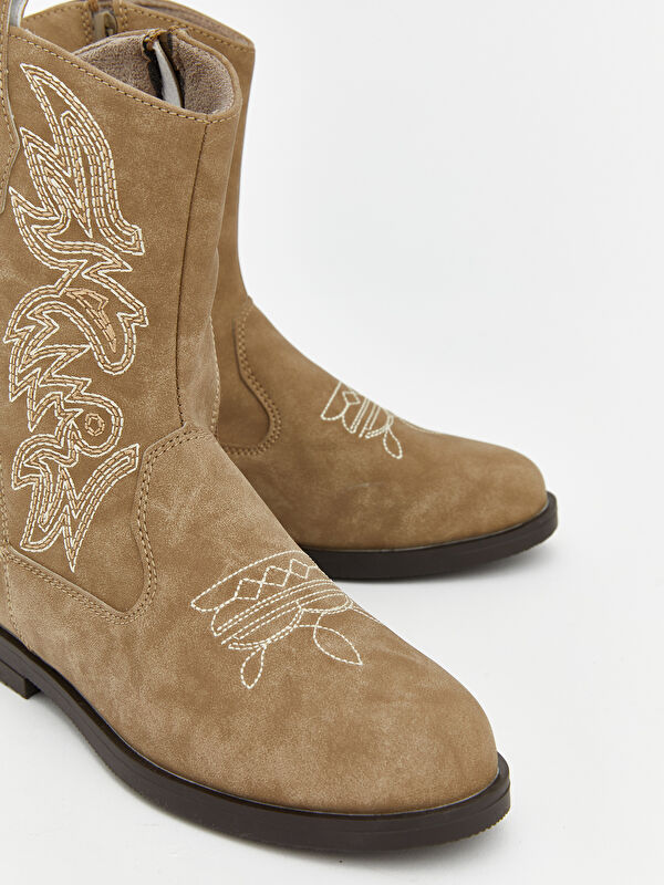 Süet Görünümlü Kız Çocuk Kovboy Bot - Görsel 4