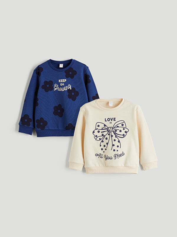 LCW Kids Crew Neck Girls' Sweatshirt 2 Pack