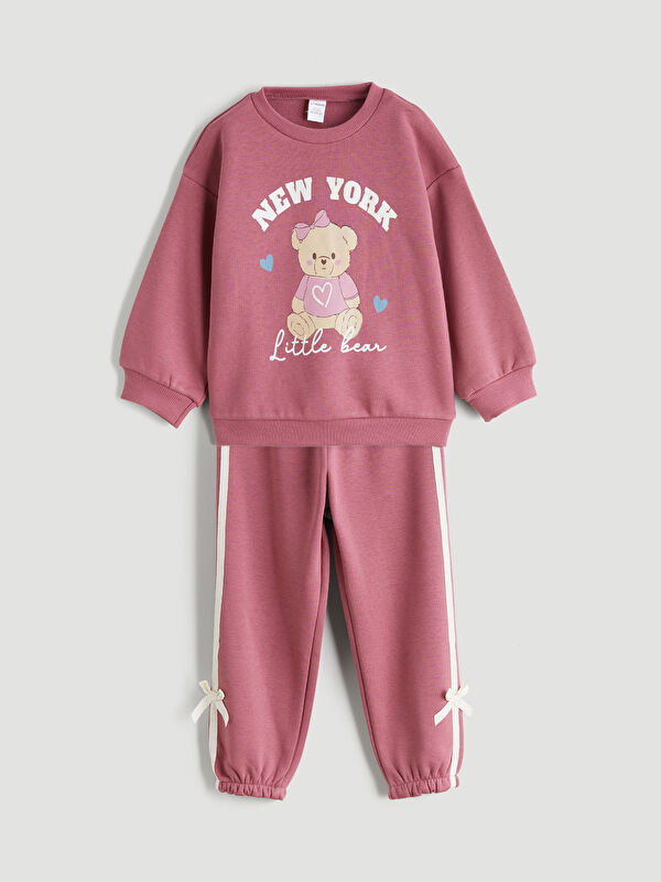 LCW Kids Printed Girls' Sweatshirt and Tracksuit Bottom 2 Pack