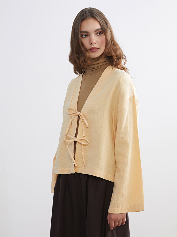 LCW Modest V Yaka Oversize Müslin Kadın Kimono