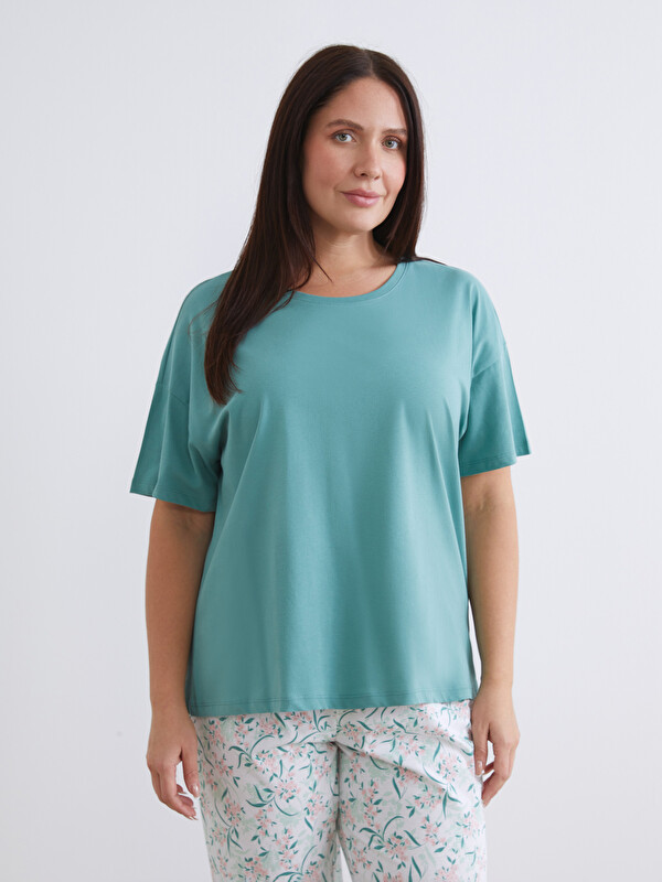LCW DREAM Bisiklet Yaka Çiçekli Kadın Kaprili Pijama Takımı