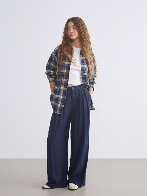 XSIDE Loose Fit Geniş Paça Kadın Pileli Pantolon