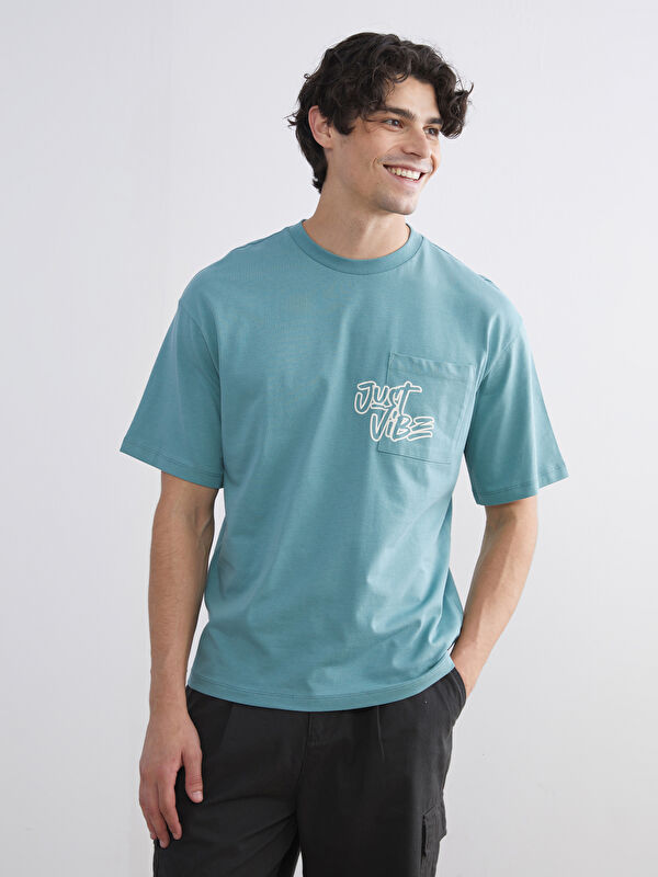 XSIDE Bisiklet Yaka Baskılı Penye Erkek Tişört - W5M455Z8-GTK | LCW