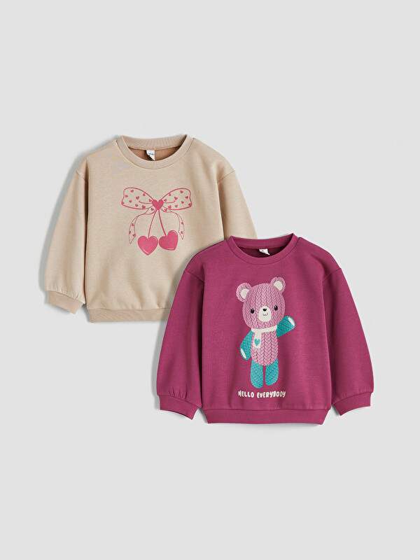 LCW Kids Crew Neck Girls' Sweatshirt 2 Pack