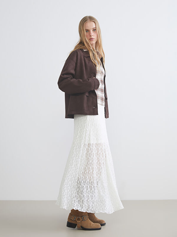 XSIDE Elastic Waist A-Line Lace Skirt