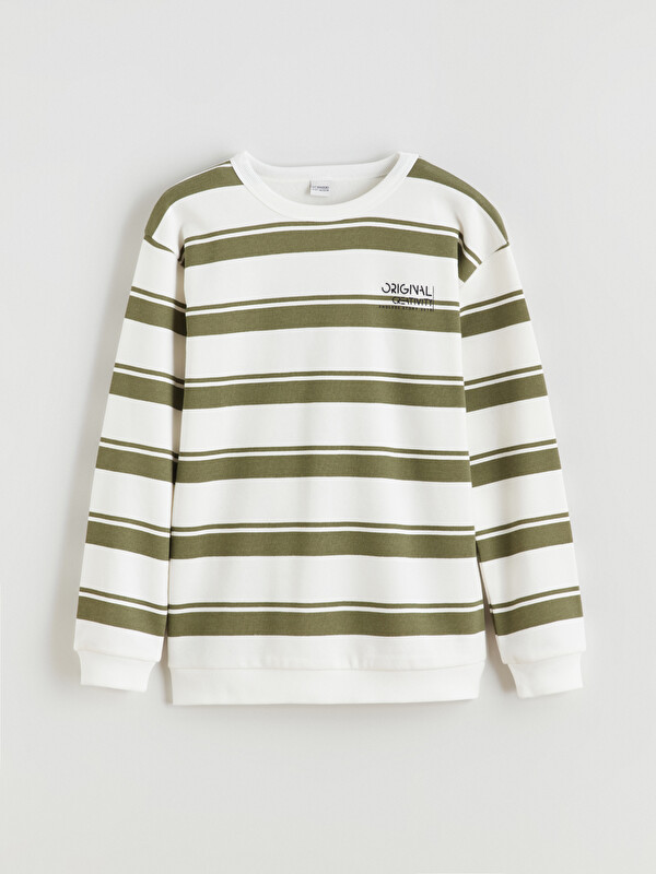 LCW Kids Bisiklet Yaka Çizgili Erkek Çocuk Sweatshirt