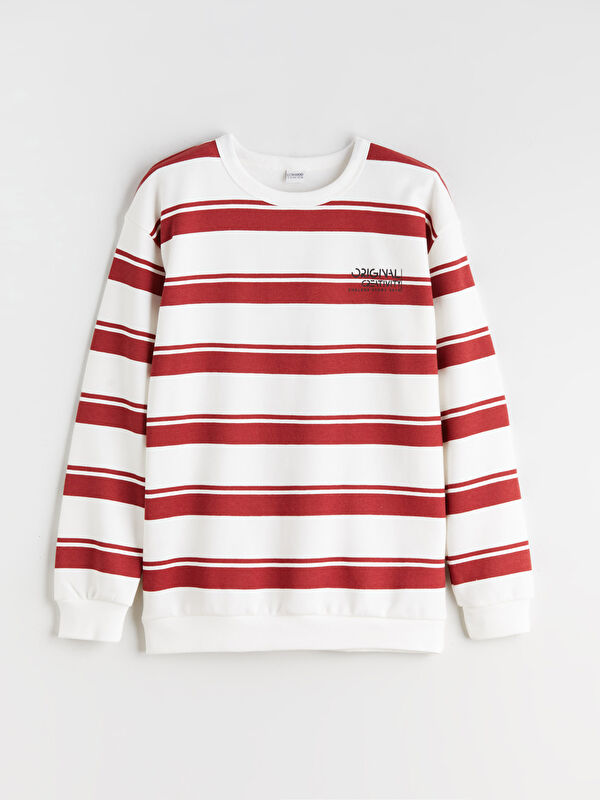 LCW Kids Bisiklet Yaka Çizgili Erkek Çocuk Sweatshirt