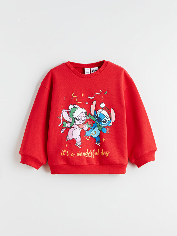 LCW Kids Stitch and Angel Printed Girls' Sweatshirt