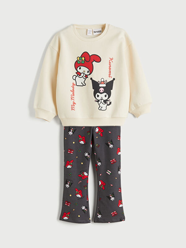 LCW Kids Свитшот и леггинсы с круглым вырезом и принтом hello kitty для девочек