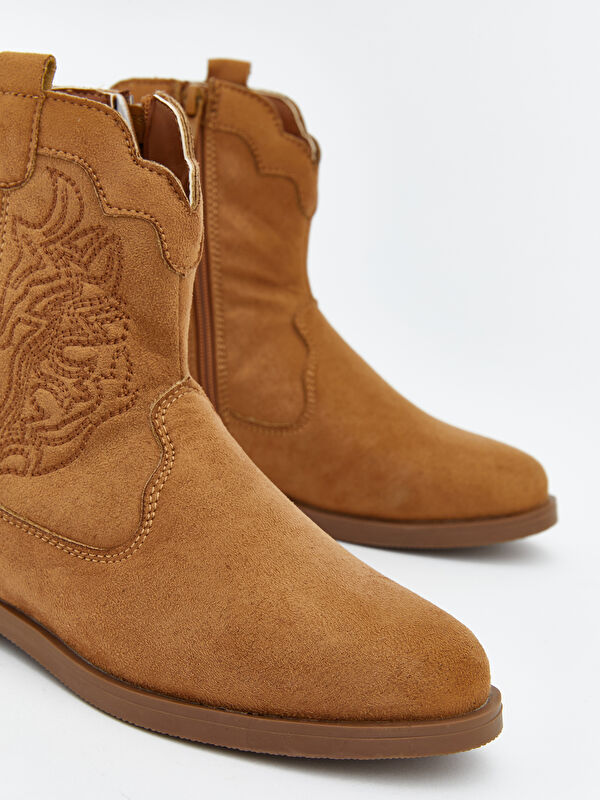 Süet Görünümlü Kız Çocuk Kovboy Bot - Görsel 4