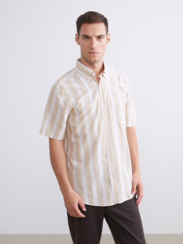 LCWAIKIKI Classic Regular Fit Kısa Kollu Çizgili Erkek Gömlek