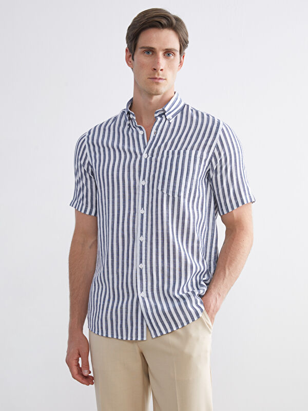 LCWAIKIKI Classic Regular Fit Kısa Kollu Çizgili Erkek Gömlek