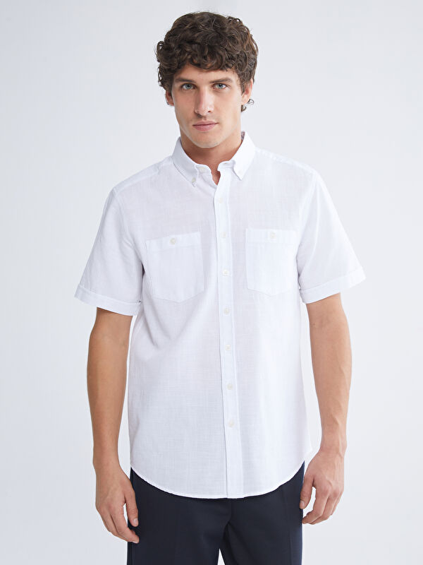 LCWAIKIKI Classic Regular Fit Kısa Kollu Erkek Dokulu Gömlek