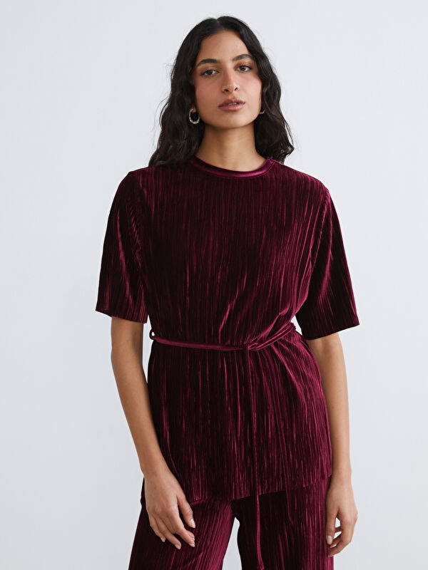 LCW Modest Bisiklet Yaka Beli Kuşaklı Kadın Tunik