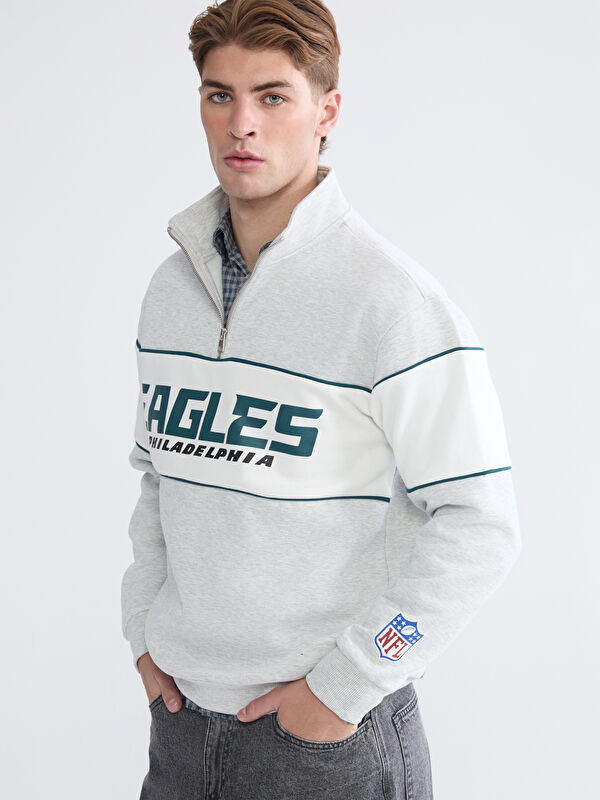 XSIDE Trichterkragen Bedrucktes Dickes Sweatshirt für Herren