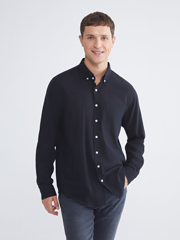 LCWAIKIKI Classic Regular Fit Uzun Kollu Erkek Dokulu Gömlek