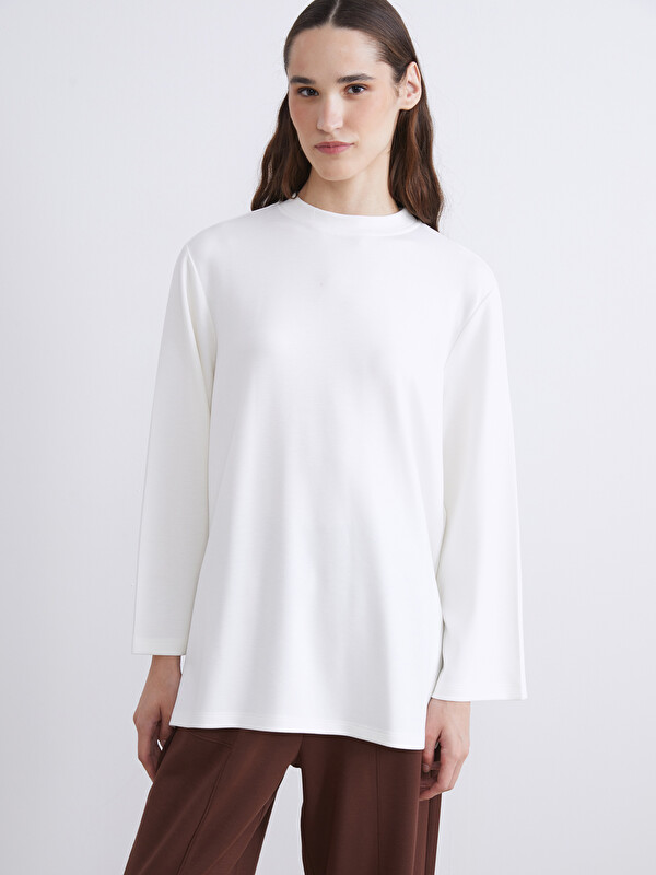 LCW Modest Bisiklet Yaka Oversize Kadın Sweatshirt Tunik