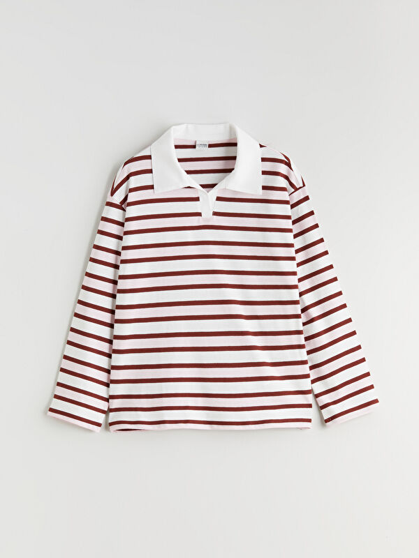 LCW Kids Polo-Kragen Gestreiftes T-Shirt für Mädchen