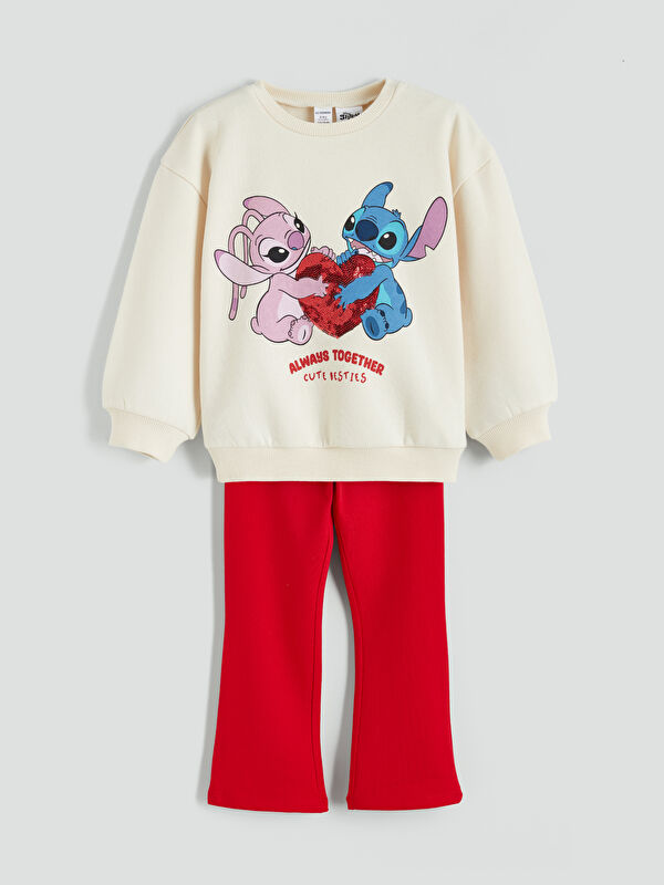 LCW Kids Lilo and Stitch Printed Girls' Sweatshirt and Pants