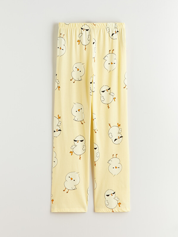 LCW Young Beli Lastikli Civciv Baskılı Kadın Pijama Altı