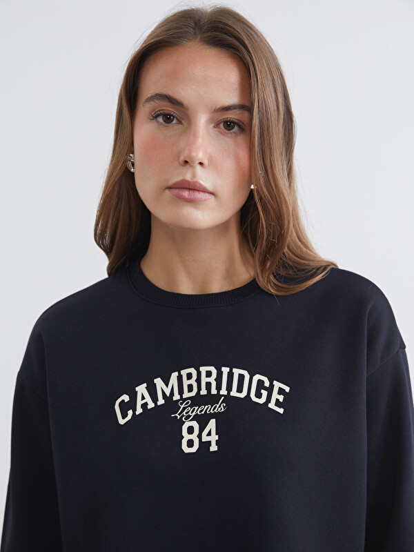 LCW Comfort Cambridge Baskılı Oversize Kadın Sweatshirt
