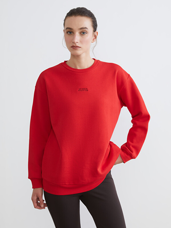 LCW Comfort Los Angeles Nakışlı Oversize Kadın Sweatshirt