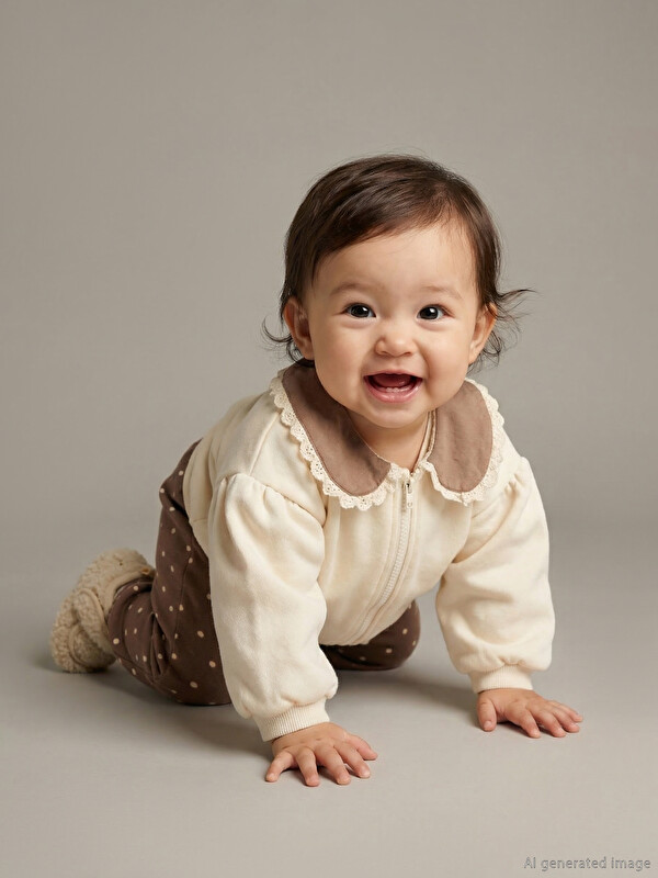 LCW baby Bebe Yaka Kız Bebek Hırka ve Pantolon