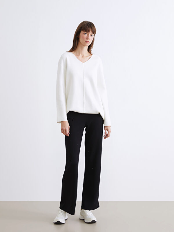 LCW Vision Elastischer Bund Mit Strasssteinchen Verzierte Damenhose