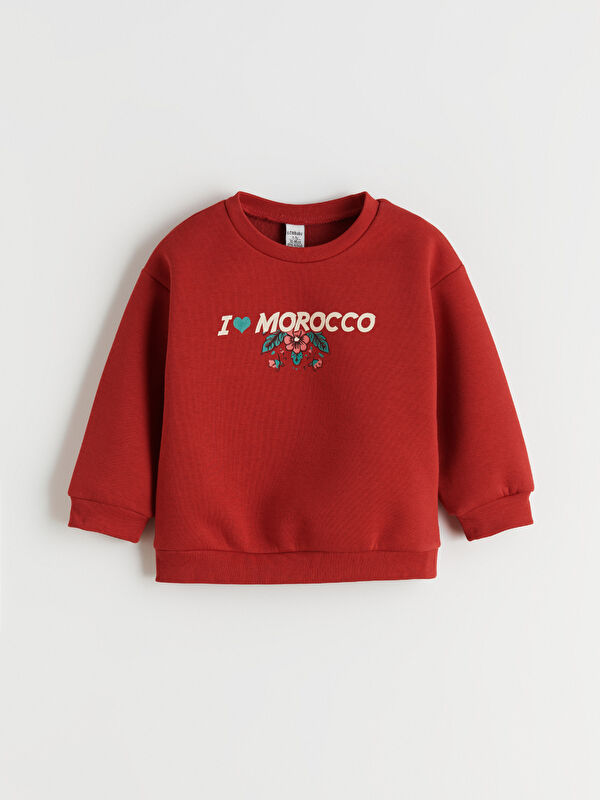 LCW Kids Sweat-shirt Épais Imprimé à Col Rond pour Filles