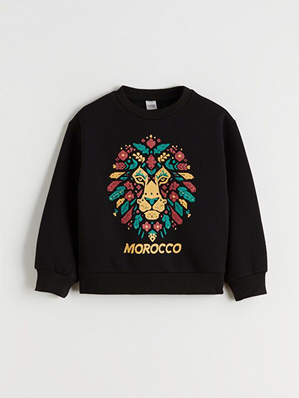 LCW Kids Crew Neck Printed Girls' Sweatshirt